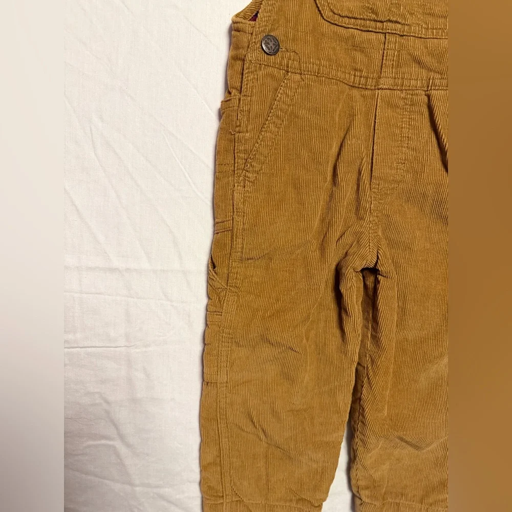 OshKosh B'gosh Brown Corduroy Overalls with Plaid Shirt